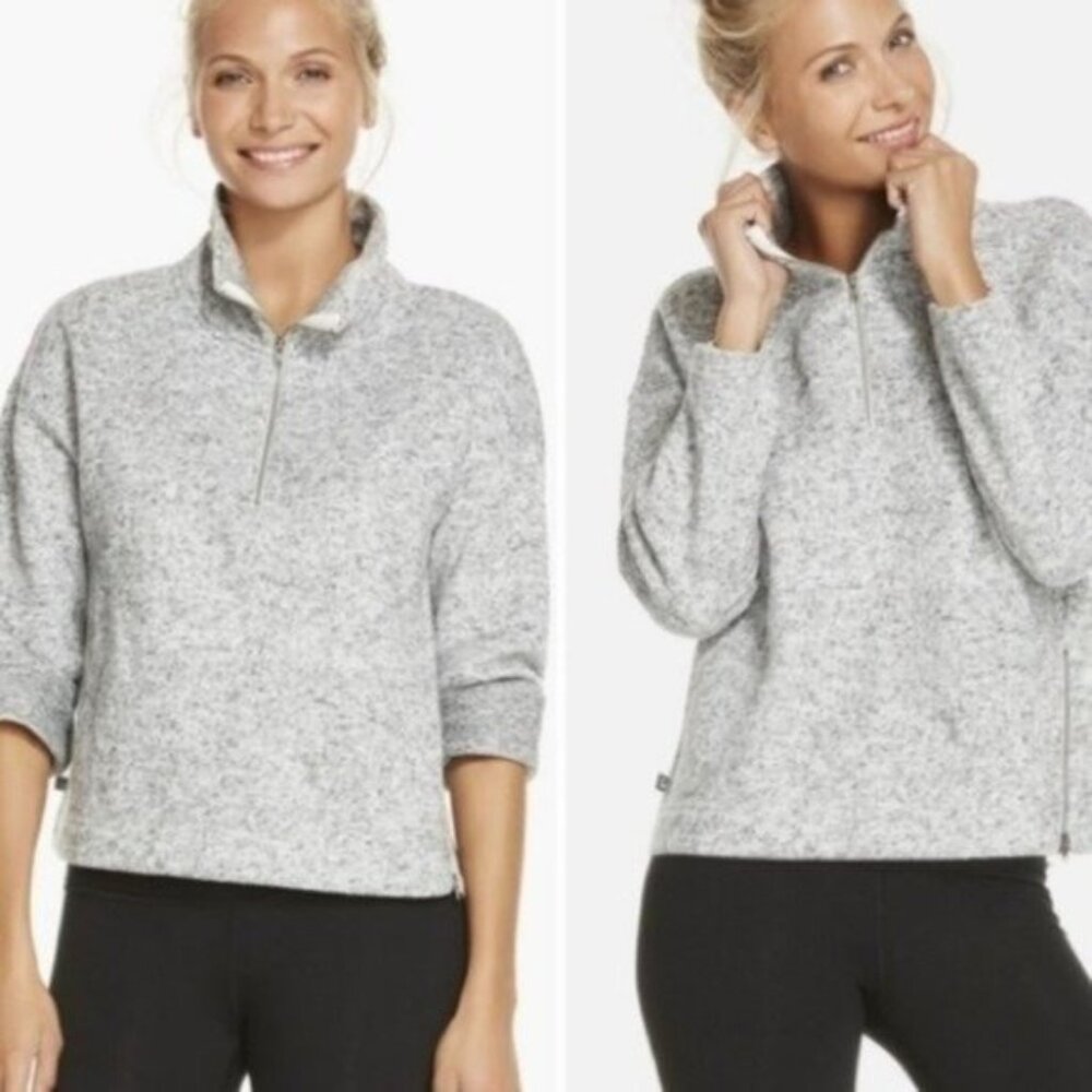 Fabletics Alpine Grey Athletic Pullover 1/4 Zip, X Small